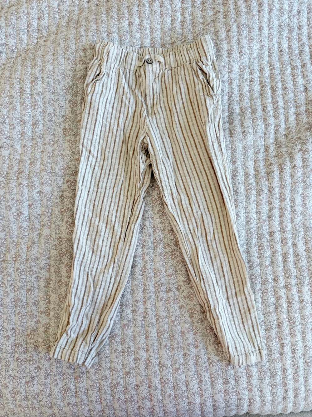 Rylee + Cru Beige and Cream Striped Casual Kids Pants